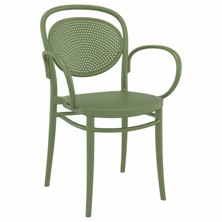 GRILLGEAR 17.3 in. Marcel XL Resin Outdoor Arm Chair, Olive Green GR3446098